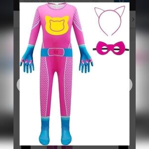10-12 Girls Pink Superhero Costume Jumpsuits